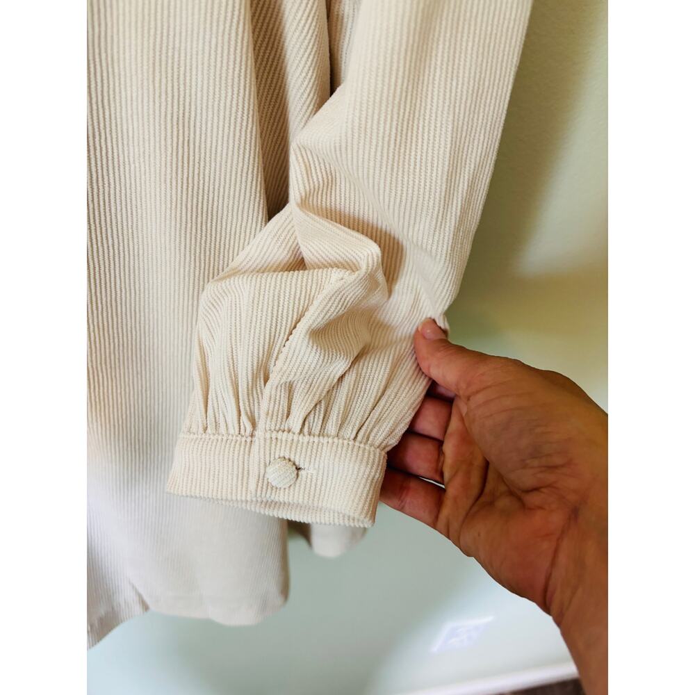 Lulu's New Daily Affection Beige Corduroy Mini Dress Medium - Picture 5 of 9